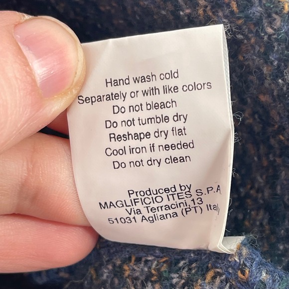 Chiaramente Italy Knit Cardigan Jacket Blazer Blue Herringbone Textured L preppy - Picture 7 of 7